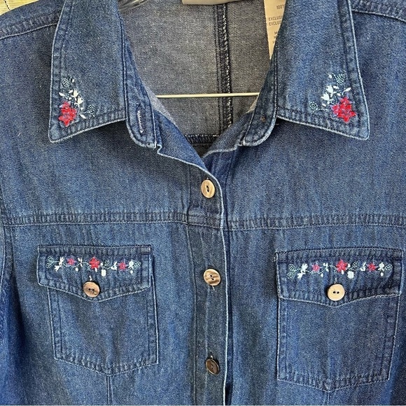 Vintage Erica Denim Button Down Blouse Cottagecore Grandmacore Women’s M - Picture 9 of 9